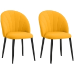 HOMCOM Set 2 Scaune de Bucătărie, Design Nordic, din Metal și Țesătură cu Aspect Catifea, 52x54x79 cm, Galben și Negru,
