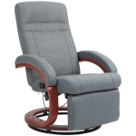 HOMCOM Relaxsessel mit klappbarer Fußstütze, drehbar, neigbare Lehne, Leinenoptik, bis 140 kg, Grau