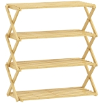 HOMCOM Schuhregal mit 4 Ebenen, Schuhablage aus Bambus,für bis zu 12 Paar Schuhe, für Eingang, Flur, 60 x 29 x 67 cm, Natur