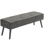 HOMCOM Banc bout de lit banquette capitonnée style vintage 114 x 38 x 42 cm piètement bois revêtement gris