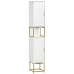 kleankin Meuble colonne rangement salle de bain avec niche et 2 placards étagère réglable pieds en acier