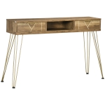 HOMCOM Consola Mueble Recibidor de Entrada con 2 Cajones Estante Abierto y Patas de Acero 120x29x79 cm Madera y Bronce