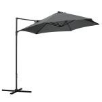 Outsunny 2.5M Garden Cantilever Parasol, Offset Roma Patio Umbrella Hanging Sun Shade Canopy Shelter with 360° Rotation and Cross Base, Dark Grey