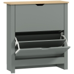 HOMCOM Schuhschrank mit 2 Klappfächern, verstellbar Trennwand für 8-12 Paar Schuhe, 72 x 26 x 80 cm, Hellgrau
