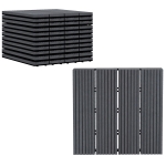 Outsunny Set 11 Piastrelle per Esterni ad Incastro Antiscivolo in HDPE Riciclato, 30x30x2.2 cm, Grigio