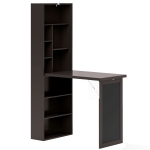 HOMCOM Scrivania Moderna Pieghevole con Libreria e Lavagna, in Legno e Metallo, 98x51x153 cm, Marrone