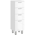 kleankin Mobiletto Bagno in Truciolato con 4 Cassetti e Base Rialzata, 30x30x93 cm, Bianco