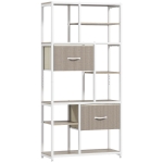 HOMCOM Étagère de rangement 6 niveaux, bibliothèque avec 2 tiroirs en tissu, 9 étagères ouvertes, 72,5 x 30 x 150 cm, blanc