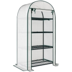 Outsunny Serra da Giardino Verticale con 4 Ripiani in Metallo e Copertura in PE, 80x50x160 cm, Bianco