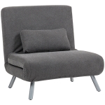 HOMCOM Sofá Cama de 1 Plaza Plegable Tapizado en Tela Gris Jaspeado con Respaldo Ajustable de 5 Niveles 80x75x83 cm