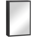 kleankin Spiegelschrank, 3 Regalfächer, weiche Scharniere, Stahlgehäuse, schwarz, 40 x 15 x 60 cm