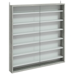 HOMCOM Bacheca Portaoggetti a 5 Ripiani Regolabili in Legno con Ante in Vetro, 80x9.5x83 cm, Bianco e Grigio
