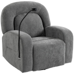 HOMCOM Sillón Relax Reclinable 3 en 1 con Función Mecedora Giratorio 360° Soporte para Teléfono Asiento Amplio Gris