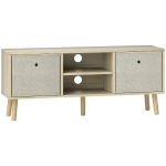 HOMCOM Mobile TV Fino a 50" con 2 Cassetti Removibili e 2 Ripiani Aperti, 110x29x46.5cm, Color Legno Beige