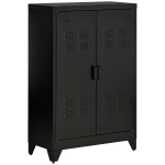 HOMCOM Armoire de Rangement métal Garde-robe Caisson de dossier Armoire Bureau sur pied Style Industriel - 2 étagères - Noir