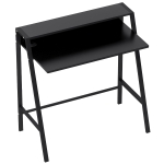 HOMCOM Schreibtisch, Computertisch mit Ablage und Kabel Management, moderner Schreibtisch mit Metallgestell für Arbeitszimmer, Schlafzimmer, Home Office, 84 x 45 x 85 cm, Schwarz