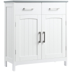 kleankin Badezimmerschrank Freistehender Bademöbel Badschrank Schrank mit Schublade Weiß+Grau 68 x 33 x 76 cm