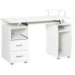 HOMCOM Bureau informatique multimédia multi-rangements 120L x 55l x 85H cm en bois blanc