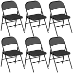 HOMCOM Lot de 6 chaises pliantes chaises de salle à manger portables cadre en acier 45 x 46 x 78 cm noir