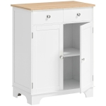 HOMCOM Credenza Bassa con Armadietto 2 Ante, Ripiani Regolabili e 2 Cassetti, Bianco e Legno