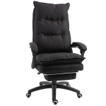 Vinsetto Poltrona de Escritório com Massagem Cadeira de Escritório Cadeira Ergonómica com Altura Ajustável Encosto Reclinável apoio para Pés Integrado e Controlo Remoto com Fio Giratória a 360° Tecido de Linho Preto