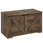 HOMCOM 100L Home Storage Box, with Safety Hinge - Rustic Brown