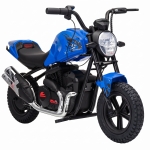 AIYAPLAY Moto Cross Électrique pour Enfants style Harley 24V Moteur 180W, 6-12 ans, Pneus 30 cm en caoutchouc, Bleu