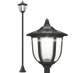 Outsunny Lámpara Solar de Jardín Farola con 6 Luces LED con Batería Recargable Solar con Autonomía de 6-8 Horas Ø26,5x177cm Negro