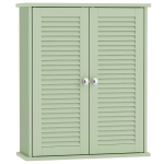 HOMCOM Bathroom Cabinet, Bathroom Wall Cabinet with Louvered Doors and Adjustable Shelf Storage for Kitchen, Light Green