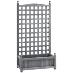 Outsunny Garden Planters with Trellis for Climbing Vines, Wood Raised Beds for Garden, Flower Pot, Indoor Outdoor, Grey