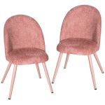 HOMCOM Juego de 2 Sillas de Comedor de Terciopelo con Asiento Acolchado Rosa