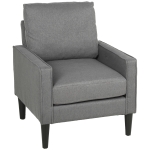 HOMCOM Accent Chair, Removable Pillow Linen Armchair with Comfy Spring Cushion for Living Room, Bedroom, Study, Dark Grey