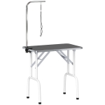 PawHut Mesa de Peluquería Canina Plegable con Encimera Antideslizante Brazo Ajustable 81x48,5x80 cm Negro