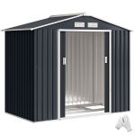 Outsunny Abri de Jardin 2,77 m² - Remise pour Outils avec Fondation - cabanon Porte verrouillable - tôle d'acier Gris