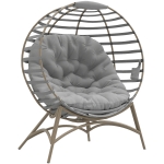 Outsunny Egg Chair with Cushion & Side Pocket - Light Grey