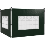 Outsunny 2er Set Seitenwände für Pavillon 3x3 3x6 Wasserdicht Seitenteile mit Fenster Dunkelgrün
