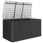 Outsunny Bancă de Depozitare 380L din HDPE cu 2 Mânere Laterale și Amortizor pe Gaz, 115x60x60 cm, Negru și Gri