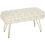 HOMCOM Moderner Sitzhocker mit Metallbeinen, gepolstertem Sitz, für Wohnzimmer, Schlafzimmer, Flur, Cremeweiß