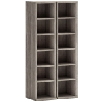 HOMCOM Set of 2 CD Media Display Shelf Unit Tower Rack with Adjustable Shelves, Distressed Grey
