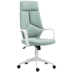 HOMCOM Scaun de Birou în Material Textil cu Balans, Înălțime Reglabilă și Scaun Pivotant, 63x63x117-127 cm, Verde