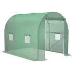 Outsunny Estufa Túnel para Jardim Área ao Solo 6 m² 3x2x2,10 m Estrutura Tubular Reforçada Porta com Zíper 4 Janelas Enroláveis Estrutura Metálica Verde