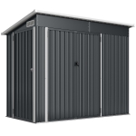 Outsunny Metall Gerätehaus 2,68 m², abschließbar Geräteschuppen mit 3 Türen Lüftung Pultdach Handschuhen