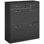 HOMCOM Narrow Shoe Storage with 2 Flip Drawers and Adjustable Shelves Shoe Cabinet Organizer for 12 Pairs of Shoes, Black
