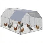 PawHut Walk in Chicken Run Chicken Coop Hen House Outdoor with Roof for 10-12 Chickens, 380 x 280 x 195cm