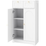 HOMCOM Mueble de Baño Estrecho con 2 Cajones y Estante Ajustable 60x30x108 cm Blanco