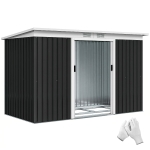 Outsunny Caseta de Exterior 280x130x172 cm Cobertizo de Jardín con Puertas Correderas Base y Ventilaciones Gris Oscuro