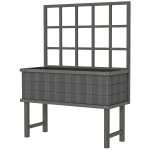 45 x 105cm Wooden Garden Planter, with Trellis - Grey