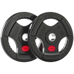 SPORTNOW Set di Dischi Pesi 2x15 kg con Foro da 5 cm e 3 Impugnature, Acciaio con Rivestimento in Plastica, Nero