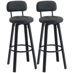 HOMCOM Juego de 2 Taburetes Altos de Cocina Giratorios Tapizados de PU con Respaldo Marco de Metal Reposapiés Gris Oscuro