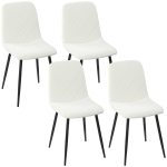 HOMCOM Lot de 4 chaises de salle à manger rembourrées avec dossier haut, pieds en acier et tissu effet velours, crème